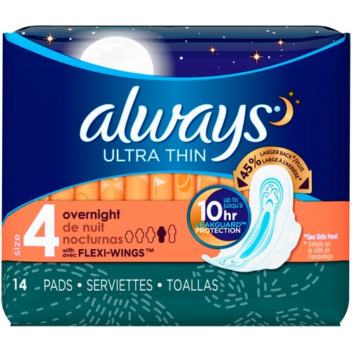 ALWAYS PADS ULTRA THIN W/WINGS OVERNIGHT UNSCENTED