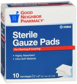 GNP BANDAGE 2X2IN STERILE PAD 10CT