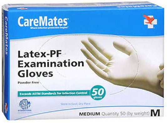 GLOVE LATEX CAREMATE P/F MED 50CT SHP