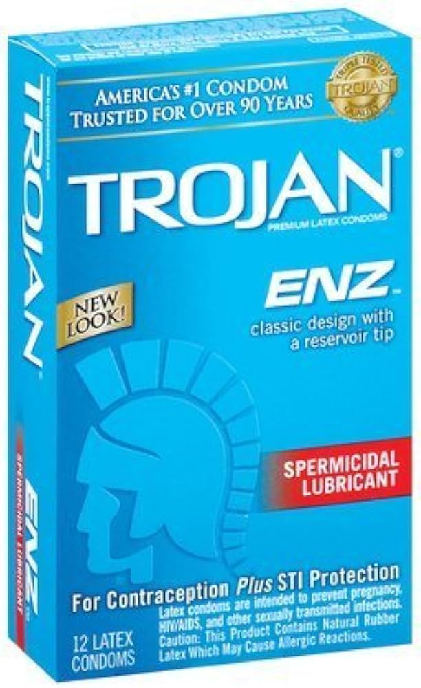 TROJAN ENZ SPERMICIDAL LUBE CONDOM 12CT