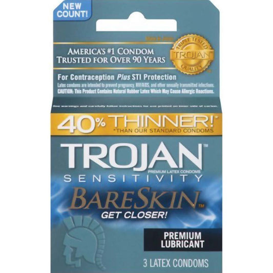 Trojan Bareskin 3 Lubricated Latex Condoms
