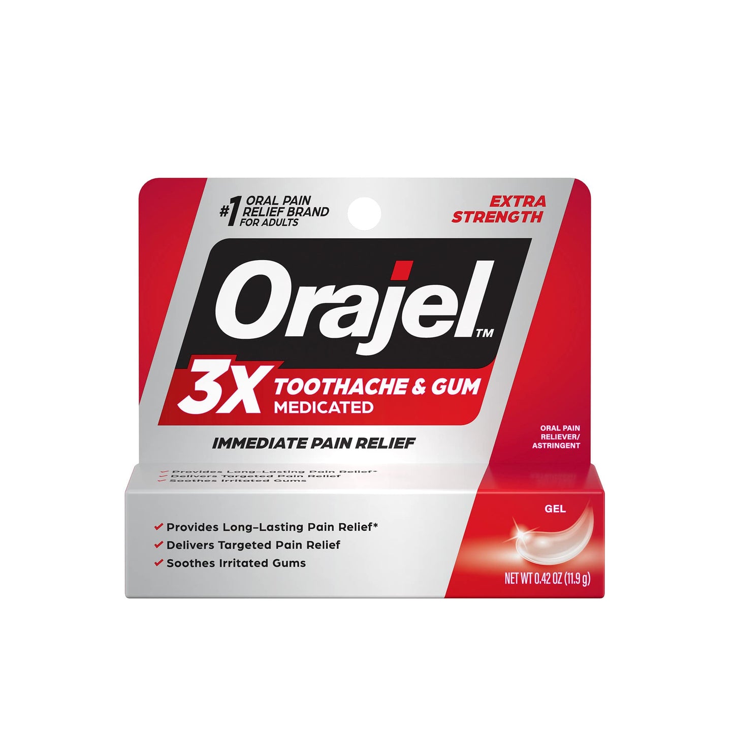 ORAJEL 3X MAX ORAL PAIN GEL 0.42OZ