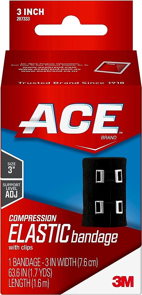 ACE COMPRESSION BANDAGE BLACK 3IN W/CLIP