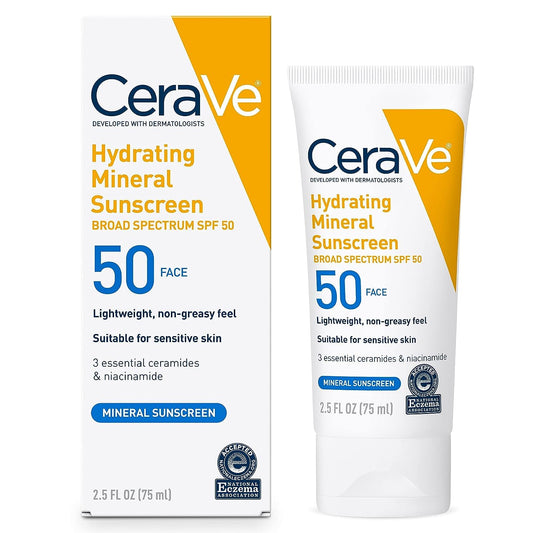 Cera Ve Hydrating Mineral Sunscreen 50 Face. 2.5 Oz