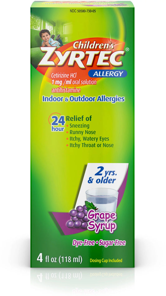 ZYRTEC OTC CHILD SYRUP DYE FREE GRAP 4OZ