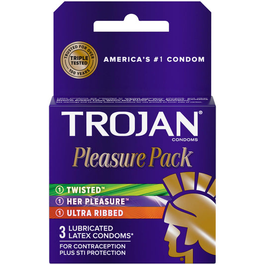 Trojan Pleasure Pack 3 Lubricated Latex Condoms