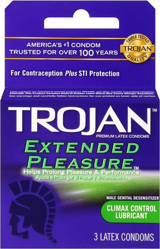 Trojan Extended Pleasure 3 Lubricated Latex Condoms