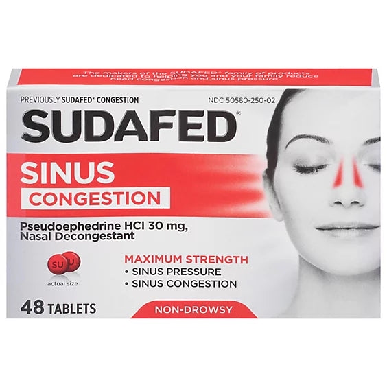 SUDAFED SINUS CONGEST TABLET PSE 48CT