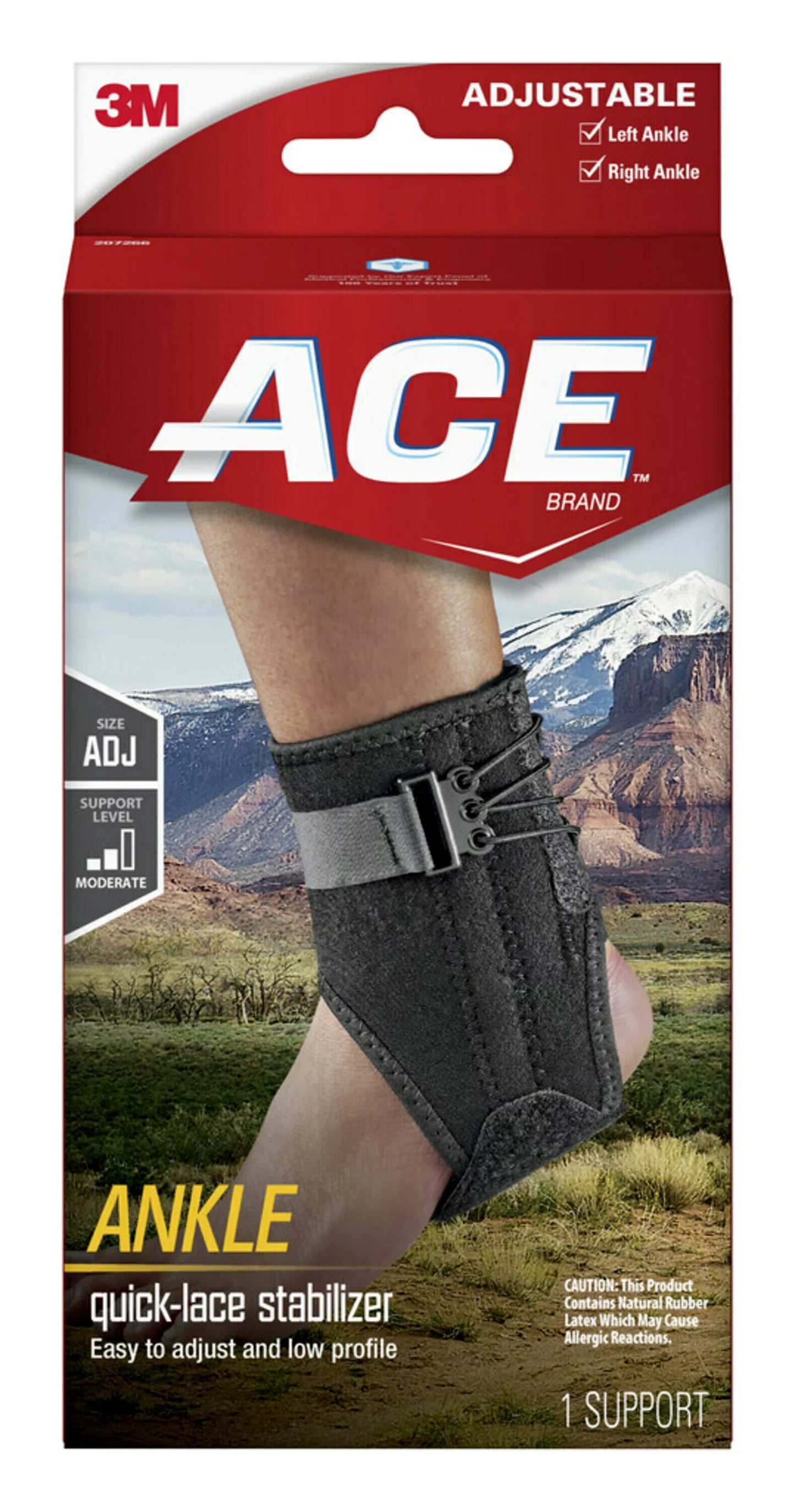 ACE ANKLE BRACE WITH SIDE STABILIZERS ONE SIZE