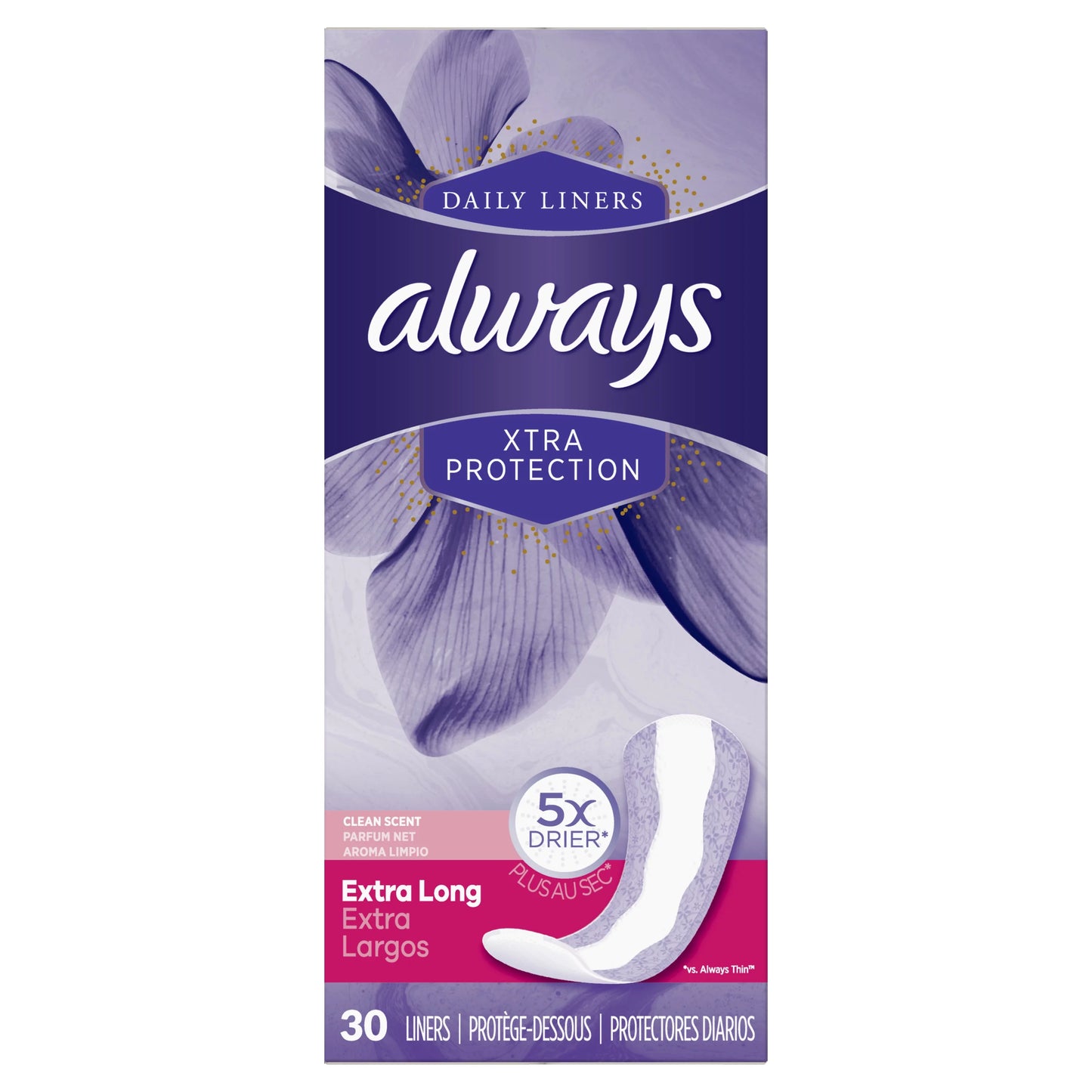 ALWAYS DRI-LINERS EXTRA LONG FRESH 30CT