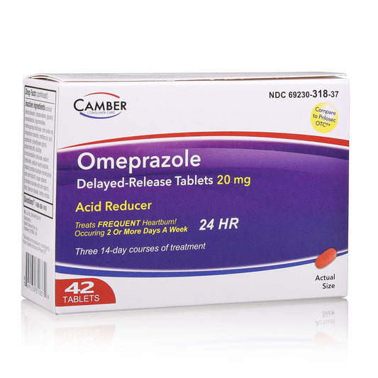 CAMBER Omeprazole 20mg, Acid Reducer, 42 Tabs