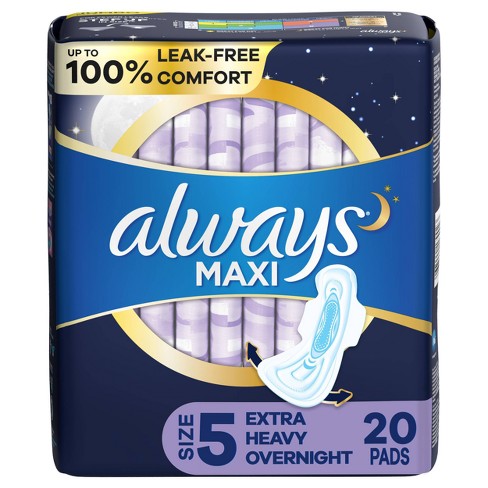 ALWAYS MAXI PADS W/WINGS OVERNIGHT EXTRA HEAVY 20CT