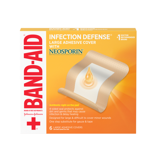 BAND AID INFECTION DEF W/NEOSPRN LRG 6CT