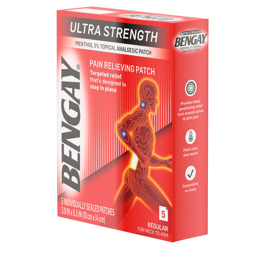 BENGAY PATCH ULTRA STRENGTH REGULAR 5CT