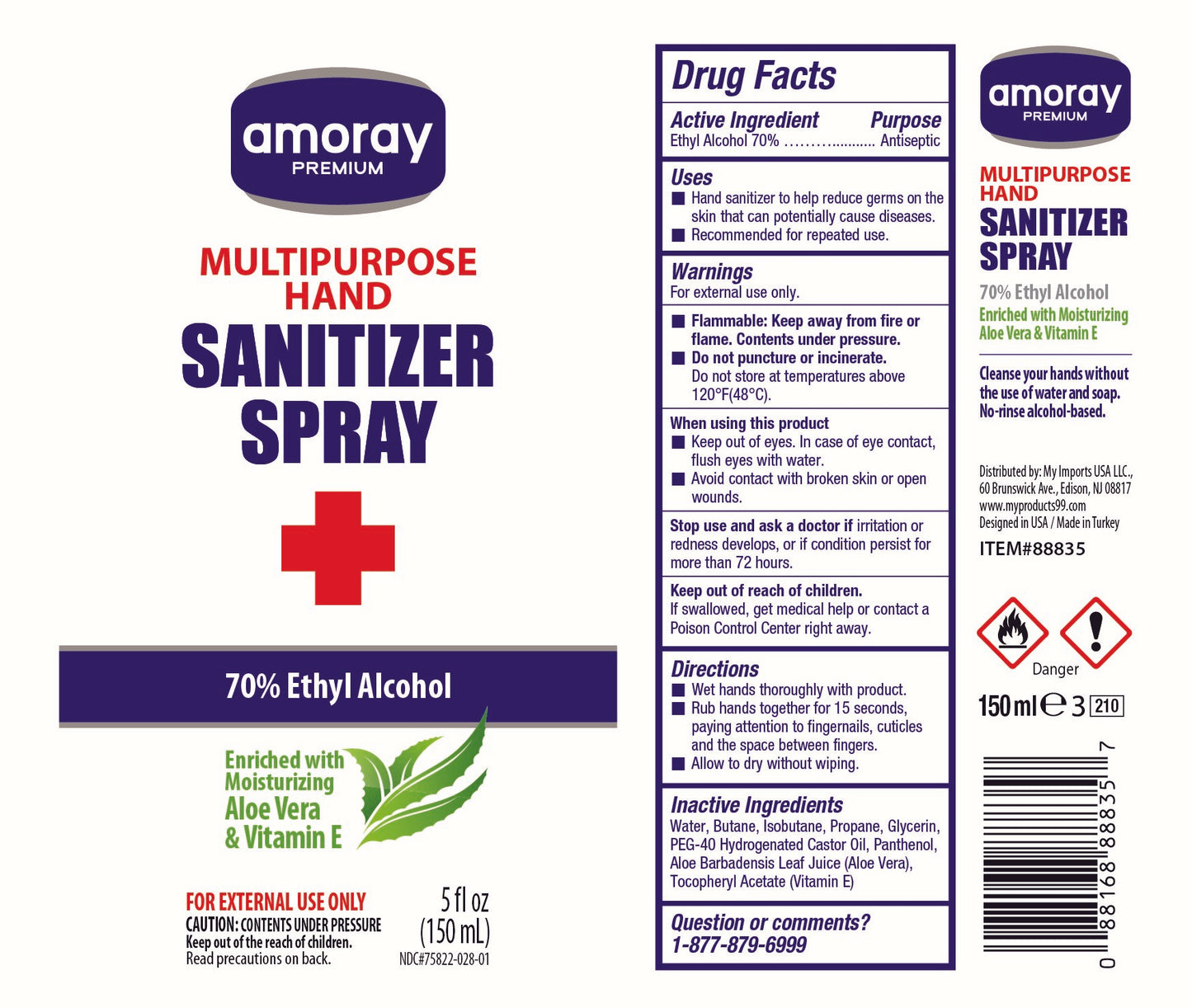 Amoray Sanitizer Spray 5 Fl Oz