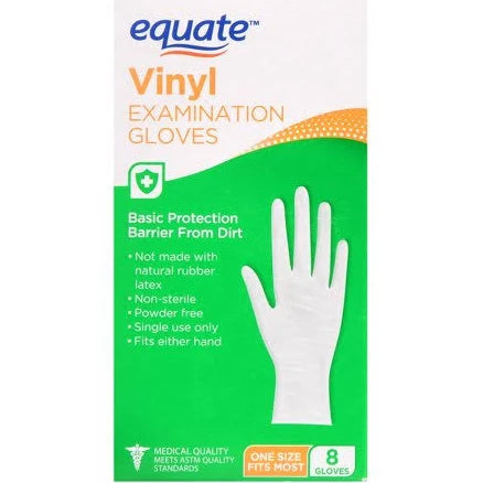 Equate Vinyl Examination Gloves Std. 8 Ct