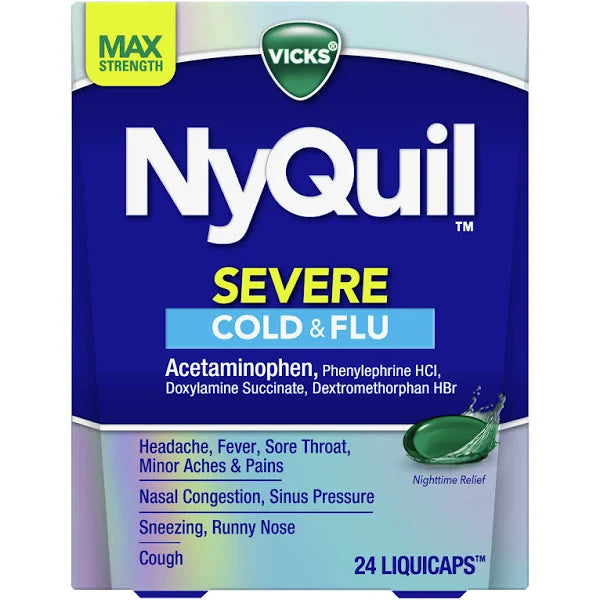 NYQUIL SEVERE COLD/FLU LIQUID CAP 24CT