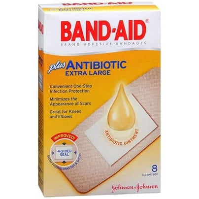 JJ BANDAID ANTIBIOTIC XLARGE 8CT