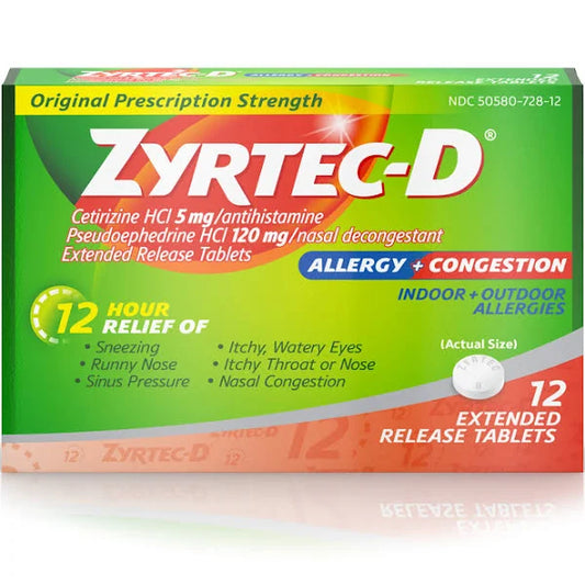 ZYRTEC D PSE 12 HOUR TABLET 12CT