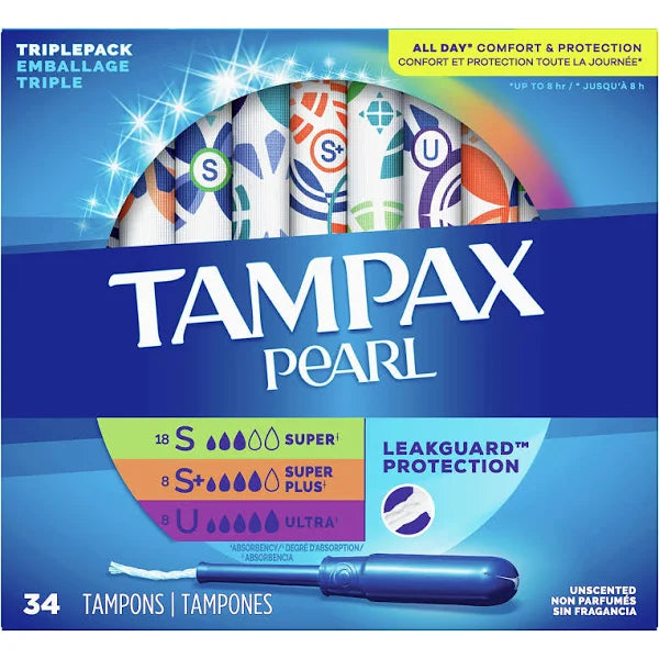 TAMPAX PEARL UNSCENTED MULTIPAK 34CT