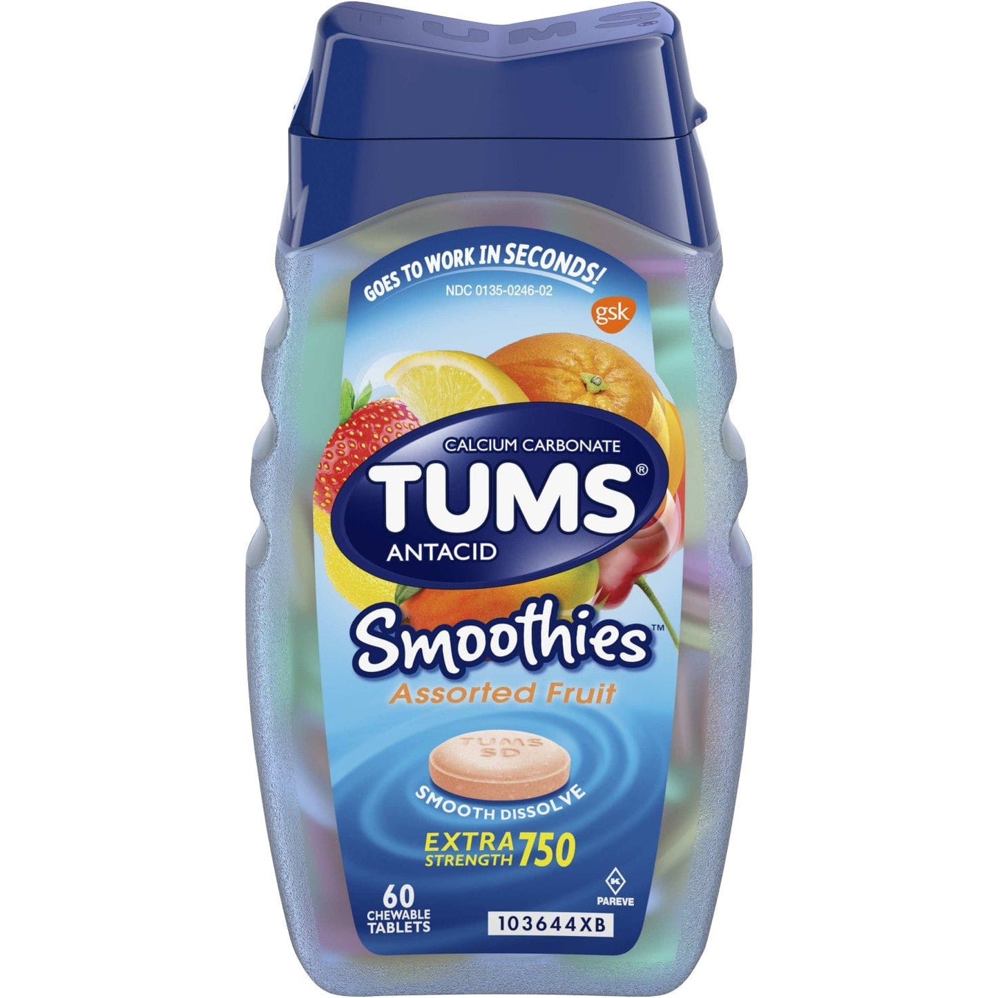 Tums Antacid Chewable Tablet Assorted Fruit - 60