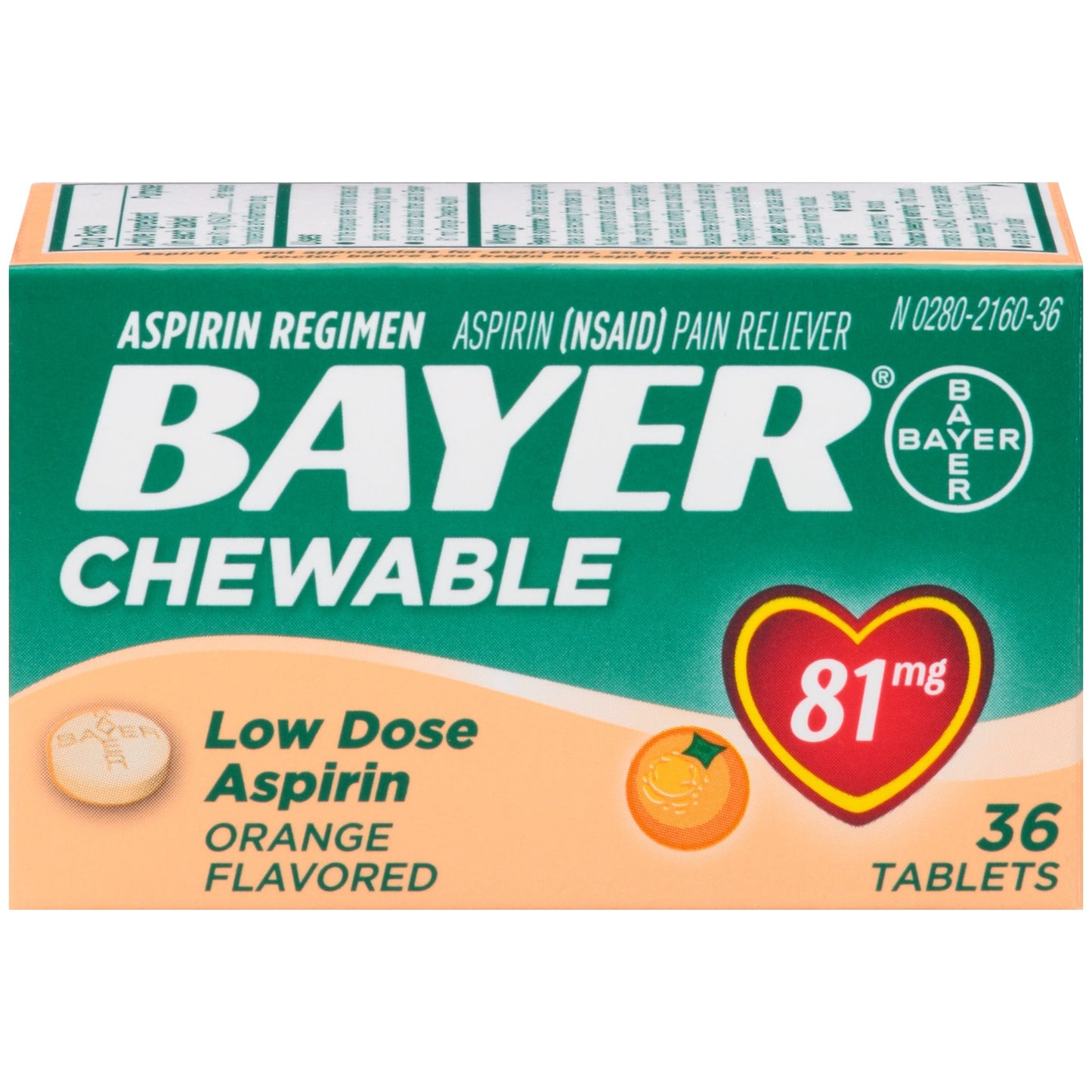 BAYER ASPIRIN LOW DOSE CHEWTAB ORANGE 36CT