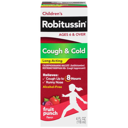 Robitussin Children's Cough & Cold Long-Acting Fruit Punch - 4.0 Oz