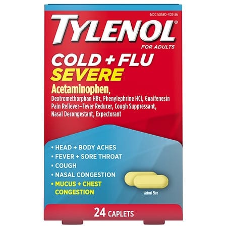 TYLENOL COLD /FLU SEVERE CAPLET 24CT