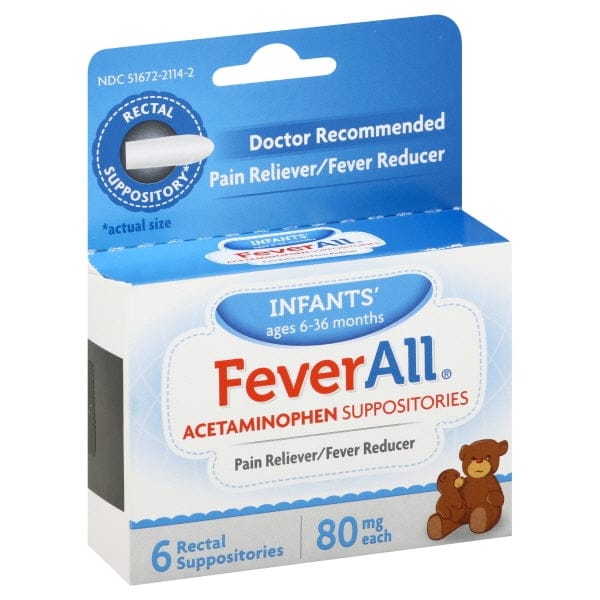 FEVERALL ACETAMINOPHEN 80MG SUP 6CT