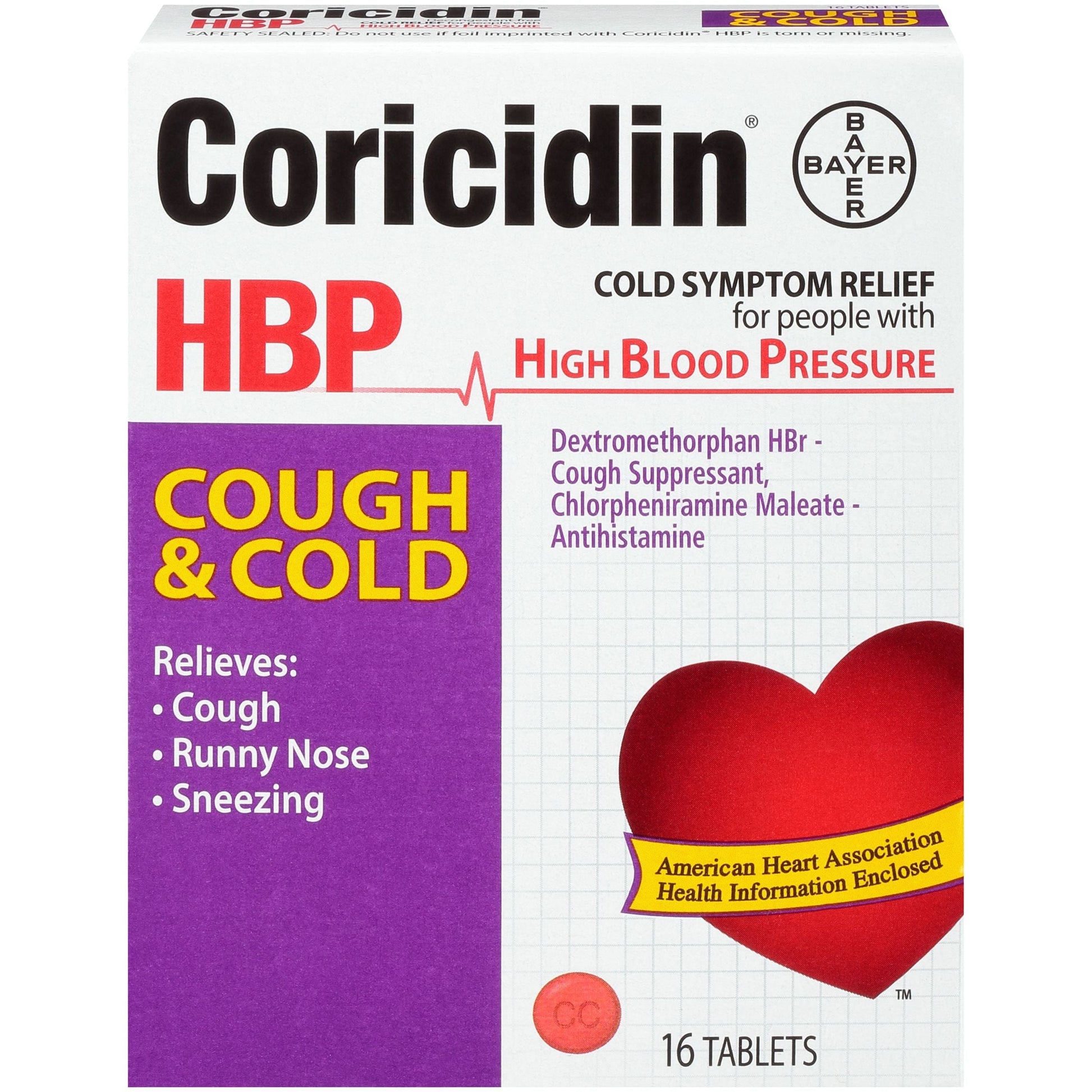 CORICIDIN HBP COUGH COLD TABLET 16CT - vivajacksonheights