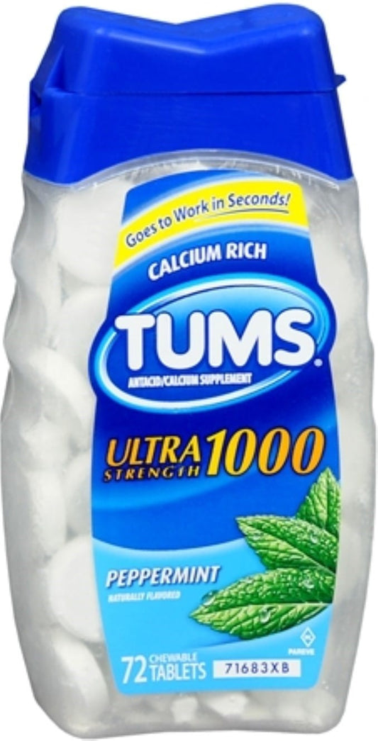 Tums Ultra 1000 Antacid Chewable Tablets Peppermint Peppermint - 72 - vivajacksonheights