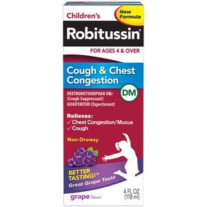 Robitussin Children's Cough & Chest Congestion Relief Syrup, Grape - 4 Fl Oz