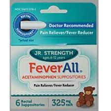 FEVERALL ACETAMINOPHEN 325MG SUP 6CT UD